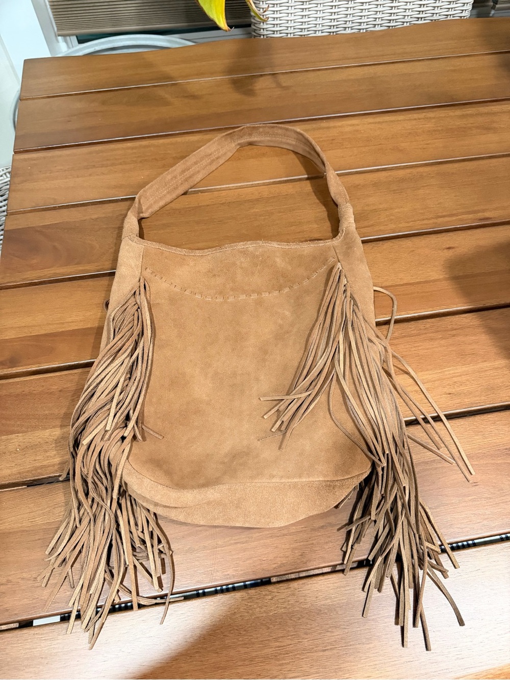 margot Tan Suede Fringe Shoulder Bag